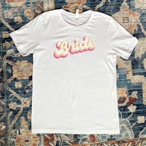 Size M Bride T-Shirt White with Barbie Font